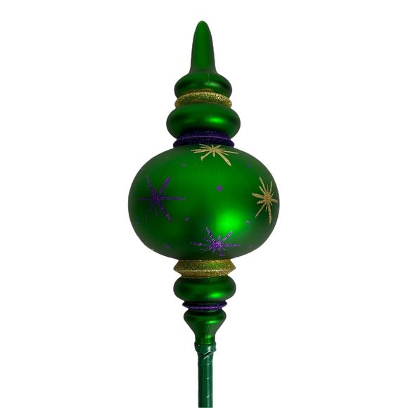 Glitter Mardi Gras Ornament Large 20" Decor Table Arrangements Green Gold Round - Picture 5 of 8